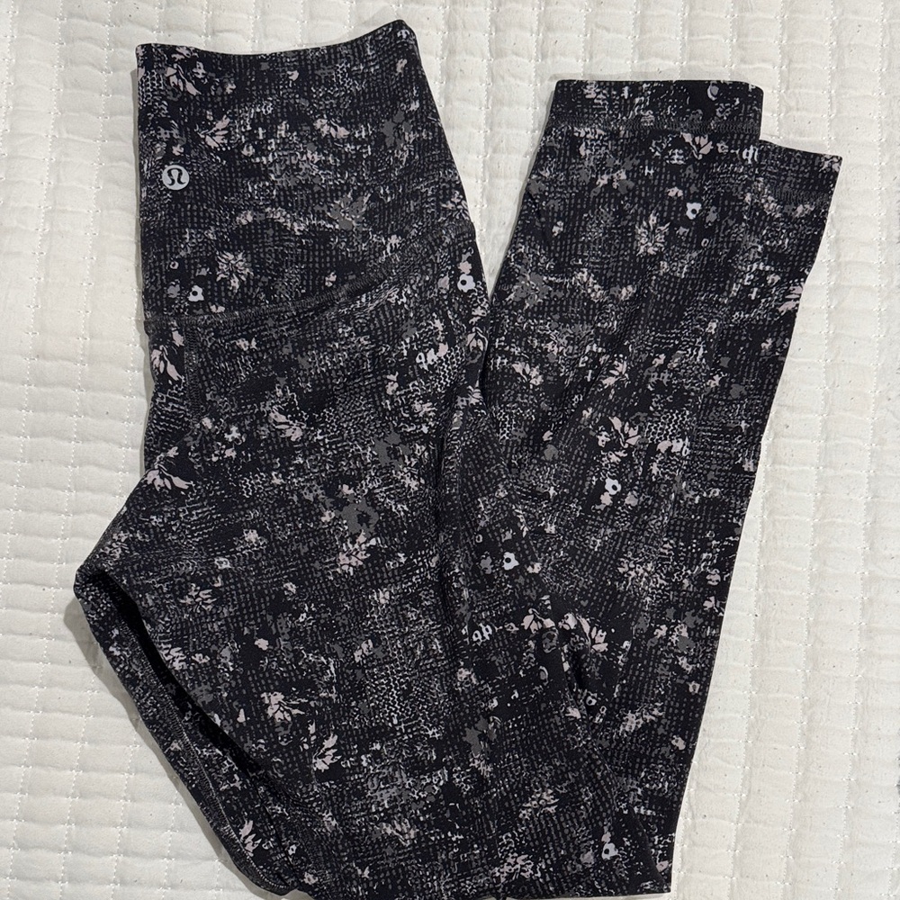 lululemon athletica Black and Light Pink Patterned Leggings